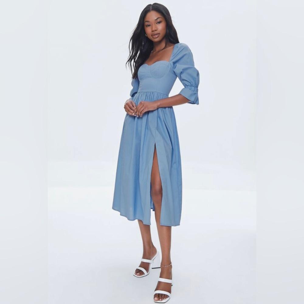 Forever 21 Blue Sweetheart Midi Dress